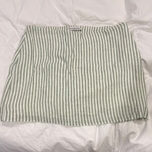 Abercrombie & Fitch Green and White Striped Mini Skirt